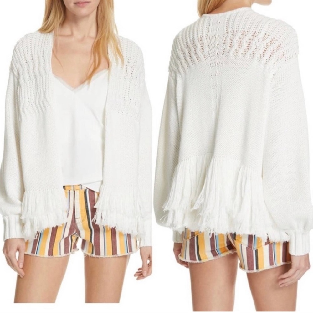 Open-Front Cashmere-Blend Fringe Cardigan